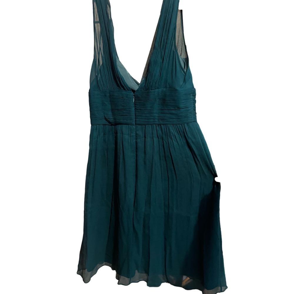J Crew Teal Silk Fit and Flare Dress Size 2 - Picture 4 of 5